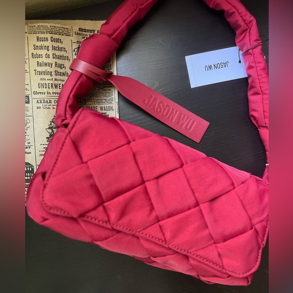 Jason wu red shoulder bag braided nylon